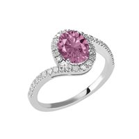 Anello Gazzola Gioielli Donna in Oro bianco Zaffiro rosa 1.27 Ct GI-AN-2601-16-1-13-ZR-OV-N-G-SI - GI-AN-2601-16-1-13-ZR-OV-N-G-SI